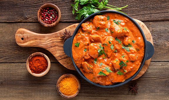 Tasty butter chicken curry dish from Indian cuisine.