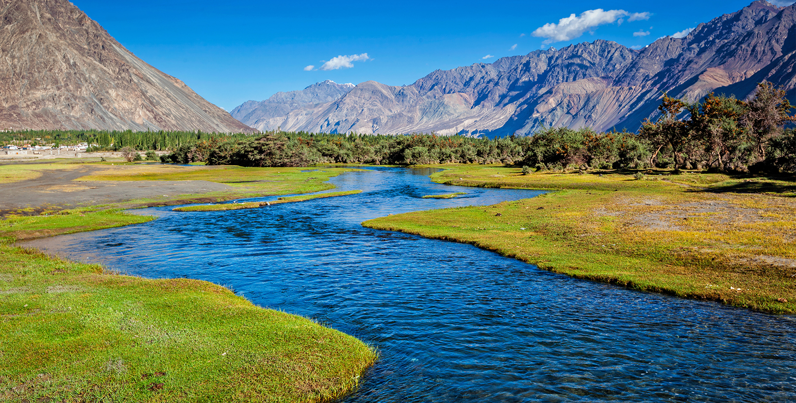 Stream in Nubra valley. Hunber, Nubra valley, Ladakh, India