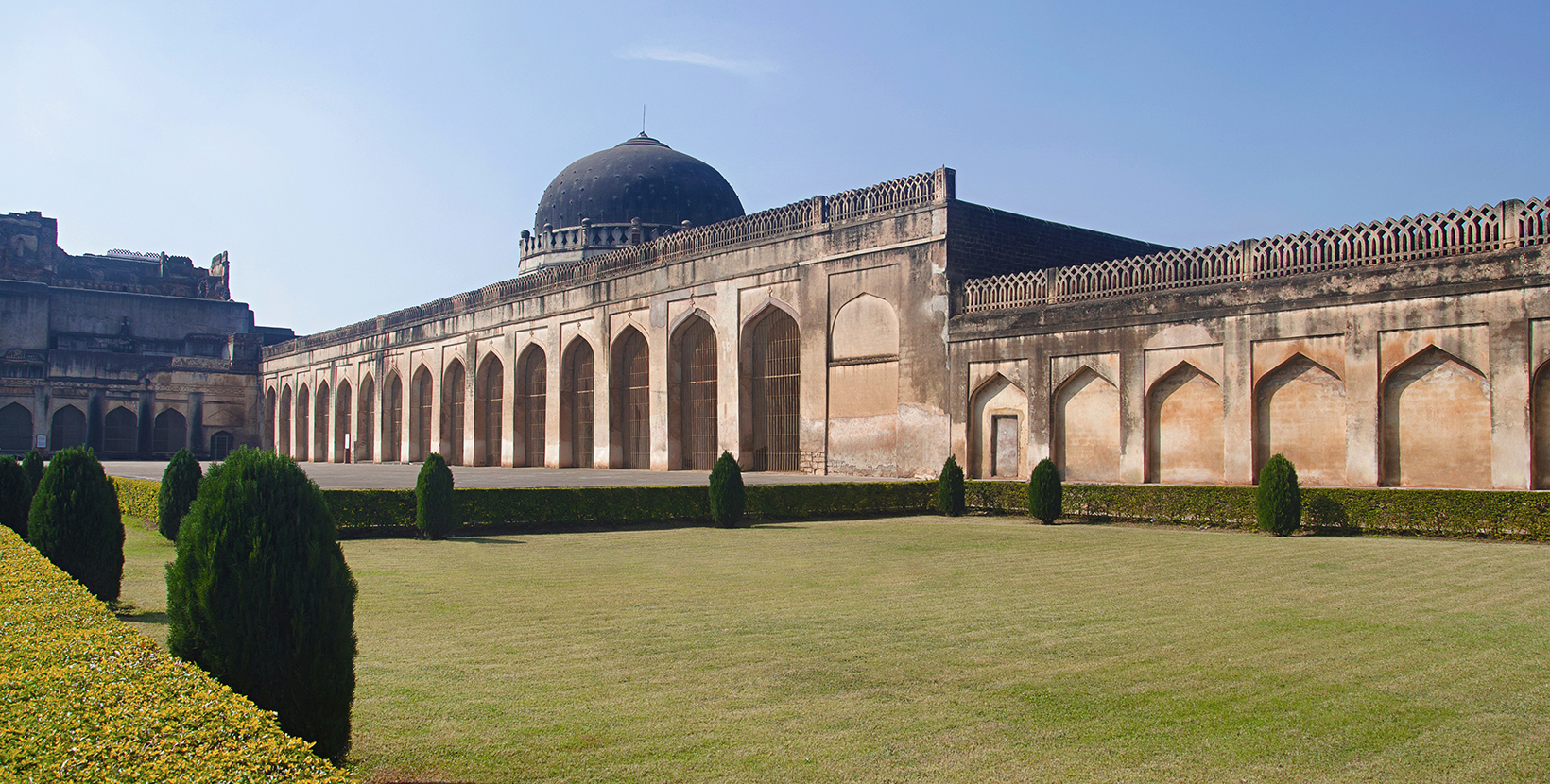 Beautiful view of Solah Khambha Mosque, Located inside the fort, Bidar, Karnataka