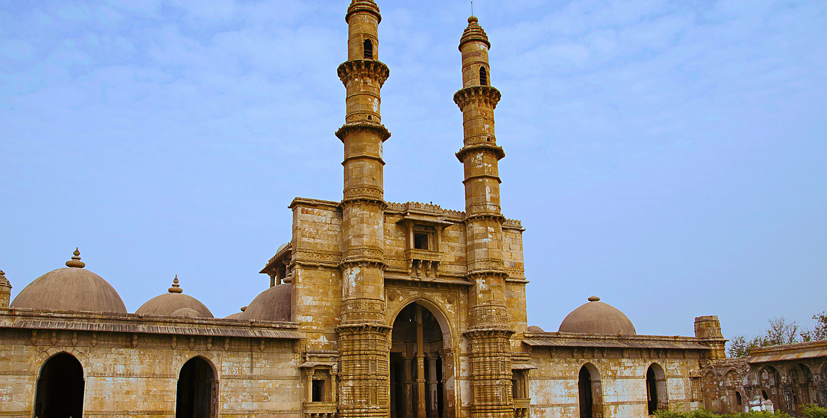 Outer view of Jami Masjid (Mosque),Pavagadh Archaeological Park, Gujarat, India. Dates to 1513 AD