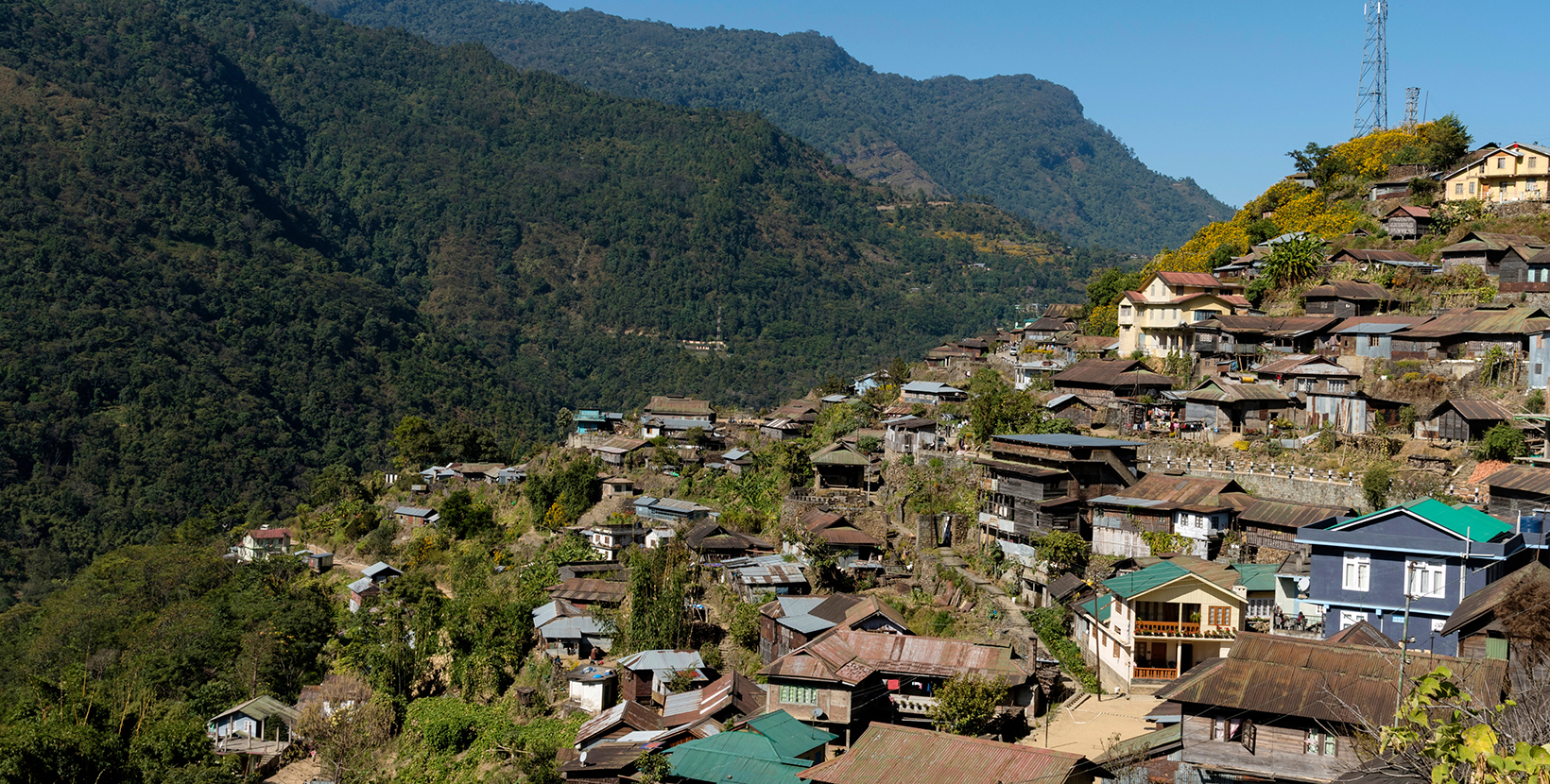 Aerial view of Khonoma Village from Nagaland, India