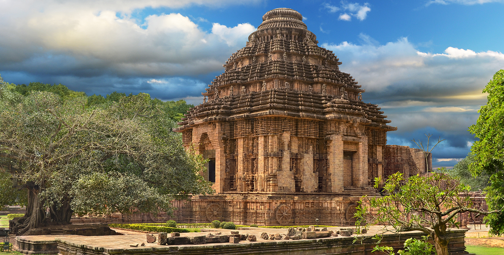 Ancient temple of the Sun God in Konark, Orissa, India. General view of temple