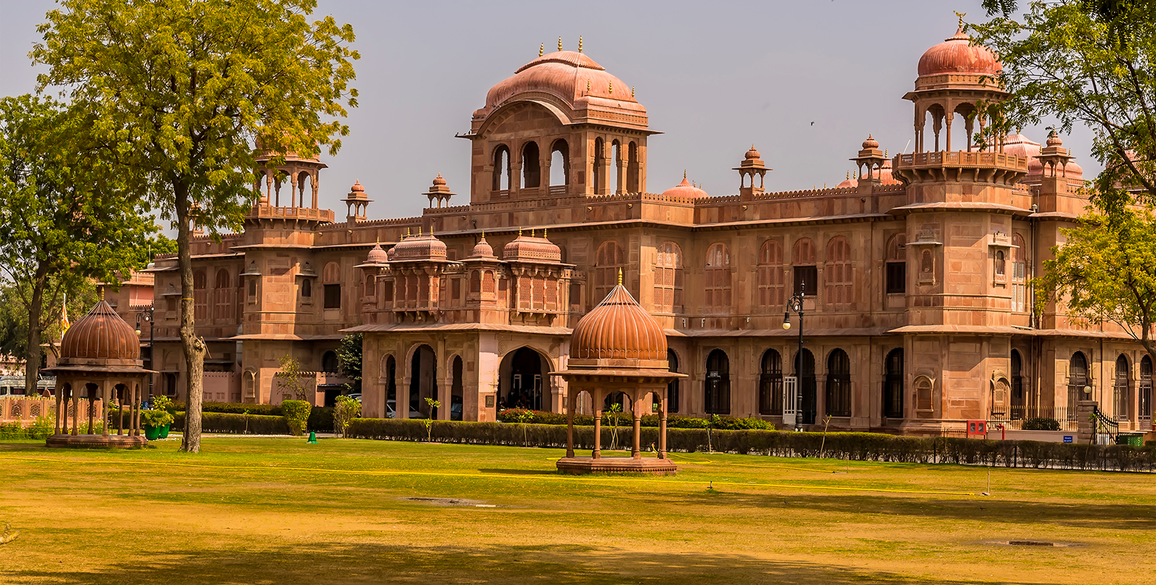 BIKANER, INDIA - Feb 22, 2020: A view towards the Lalgarh Palace in Bikaner, Rajasthan, India