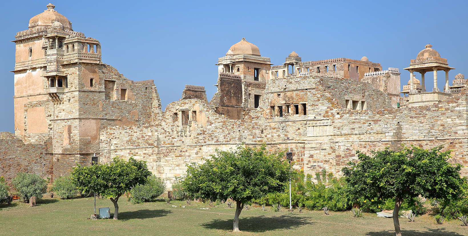 General View of Rana Kumbha Palace located inside the fort (Garh) of Chittorgarh, Rajasthan, India