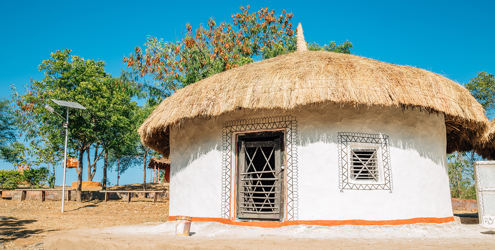 Indian folk village Shilpgram, traditional house in Udaipur, India