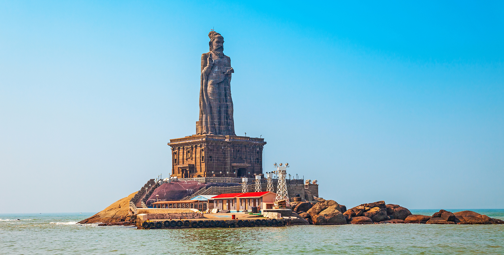 Thiruvalluvar Statue on the small island in Kanyakumari city in Tamil Nadu, India