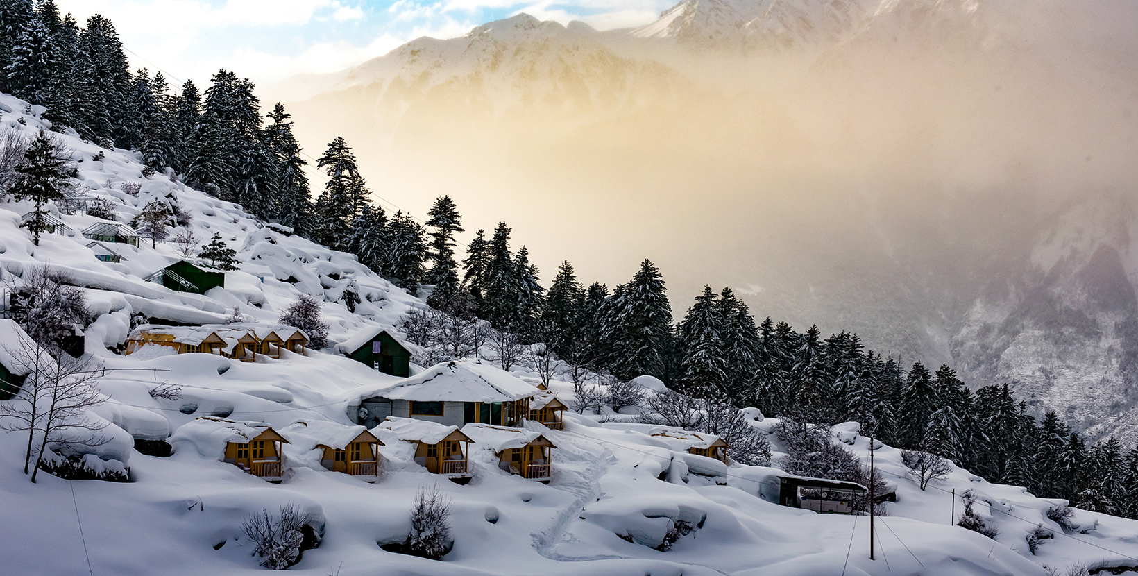 Snow covered mountain, Auli uttarakhand India