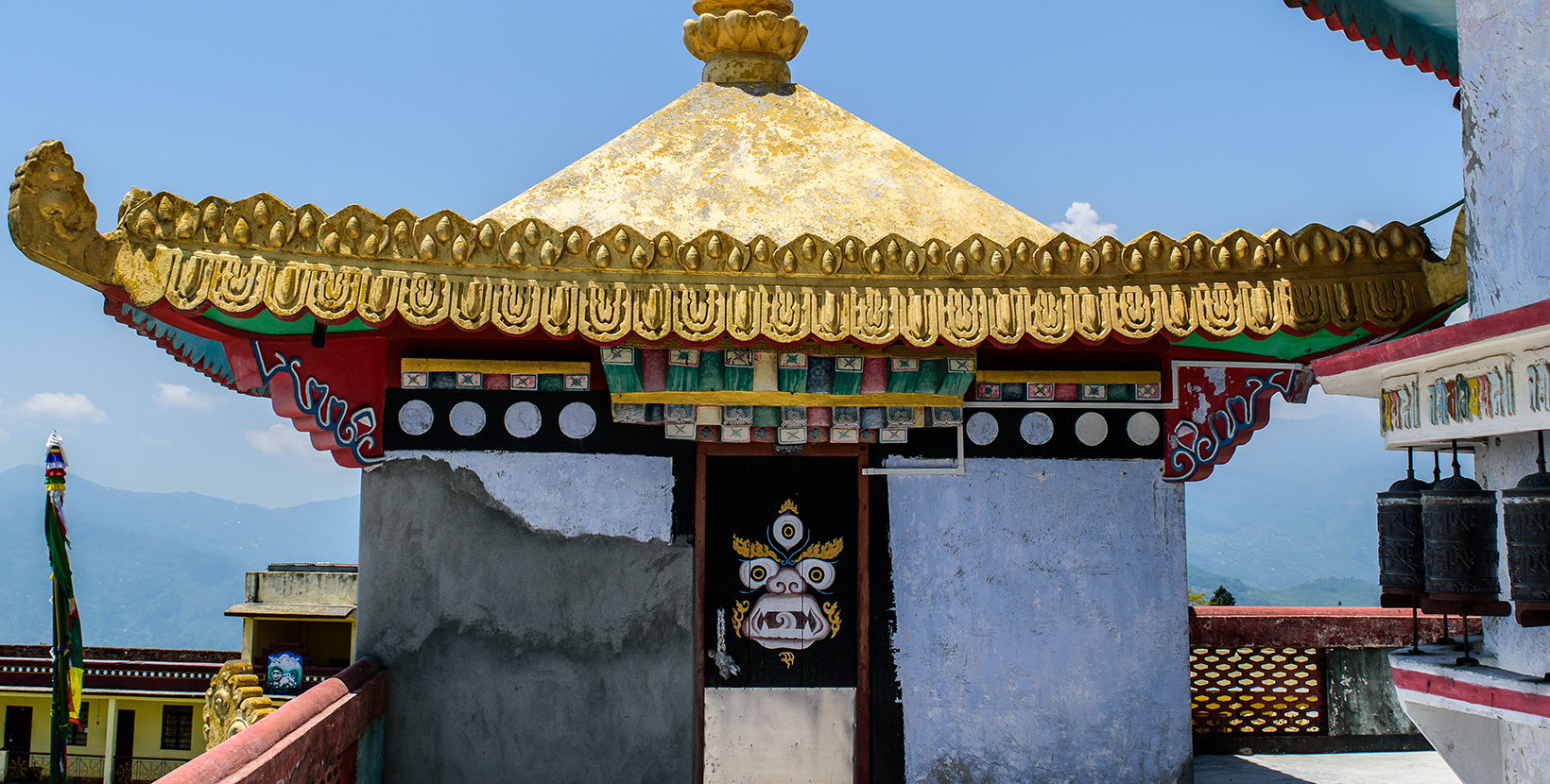 Zang Dhok Palri Phodang is a Buddhist monastery in Kalimpong in West Bengal, India. The monastery is located atop Durpin Hill. It was consecrated in 1976 by the visiting Dalai Lama.