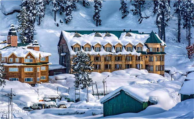 A cottage covered with beautiful snow